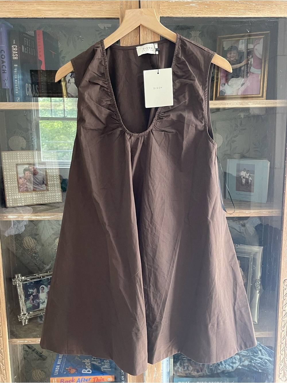 Dishh Gabby Bitter Chocolate Oversized Cotton Mini dress
